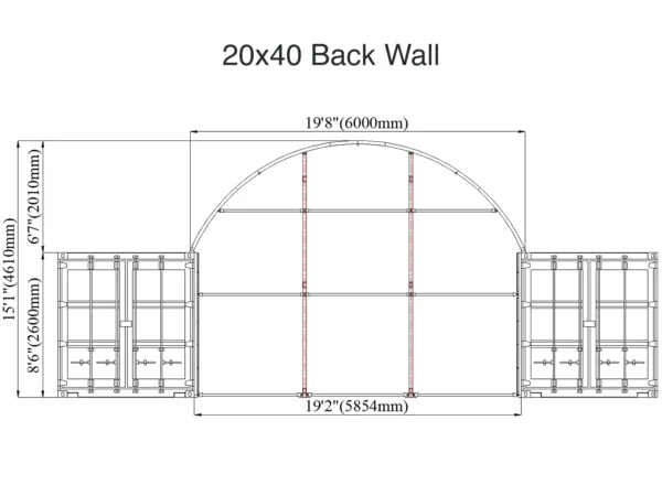 20x40 Back Wall Container Tent