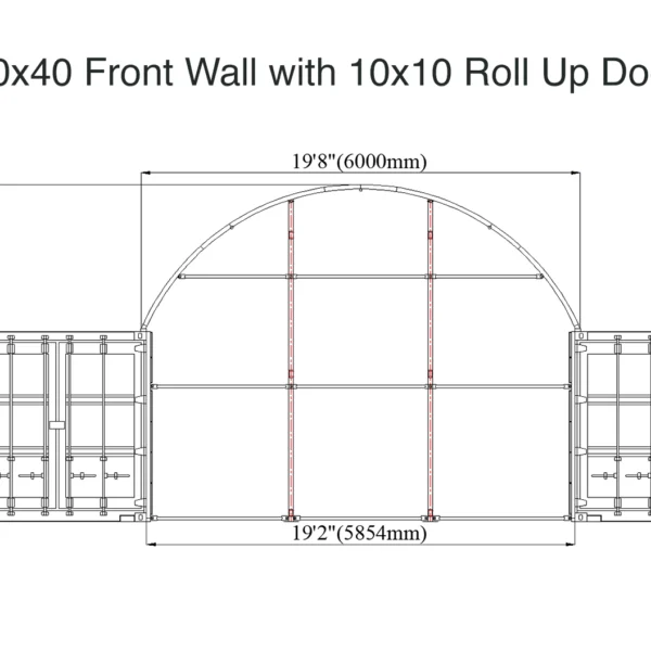 20x40 Front Wall with 10x10 Roll Up Door Container Tent