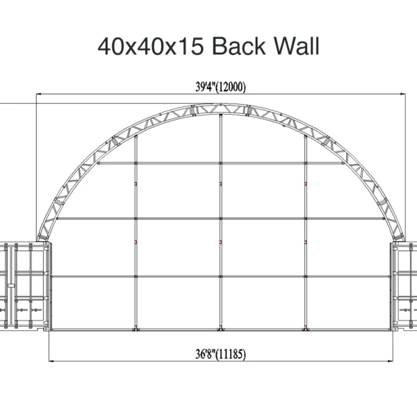 40x40x15 Back Wall Container Tent In Hawaii