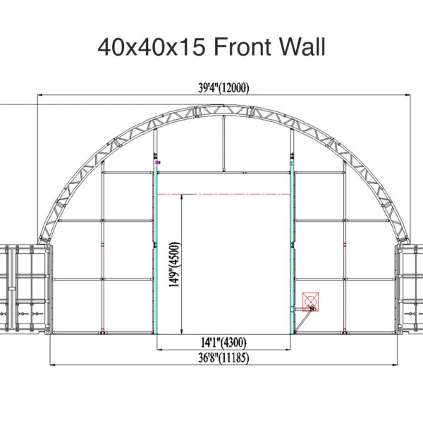 40x40x15 Front Wall Container Tent In Hawaii