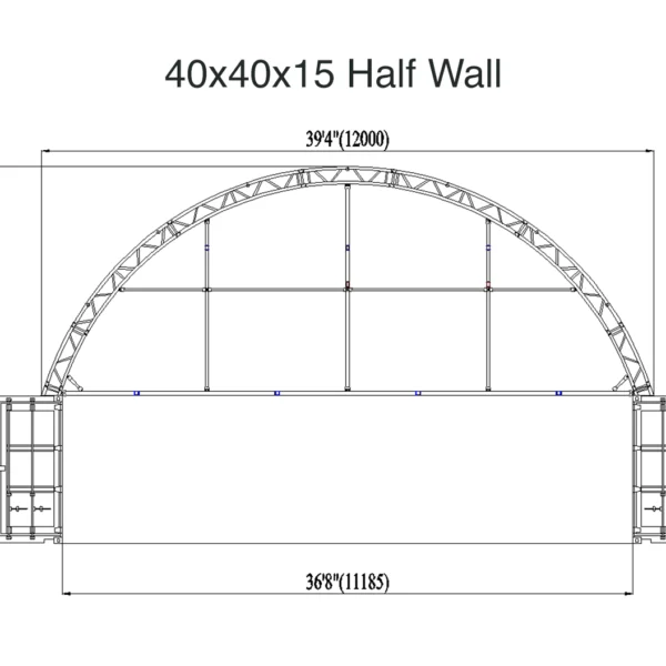 40x40x15 Half Wall Container Tent In Hawaii